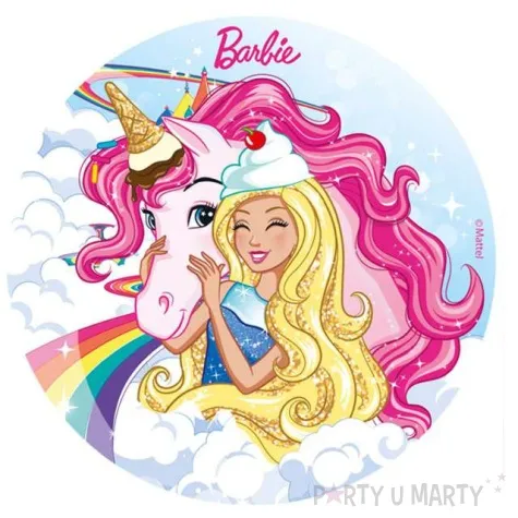 dekoracja tortu oplatek barbie 20 cm dekora