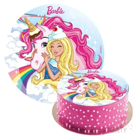 dekoracja tortu oplatek barbie 20 cm dekora