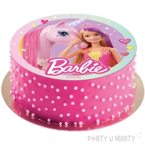 dekoracja tortu oplatek barbie i jednorozec 20 cm dekora