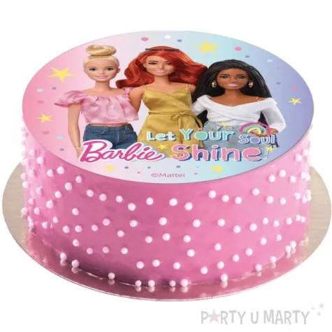 dekoracja tortu oplatek barbie i przyjaciolki 20 cm dekora