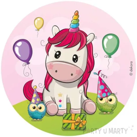 dekoracja tortu oplatek bc jednorozec 20 cm dekora