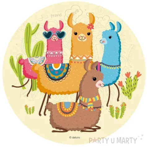 dekoracja tortu oplatek bc lama 20 cm dekora