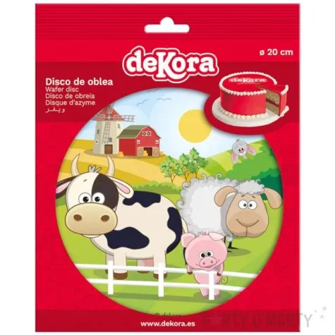dekoracja tortu oplatek bc zwierzeta na farmie 20 cm dekora