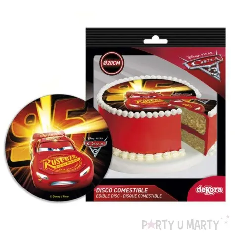 dekoracja tortu oplatek cars 20 cm dekora