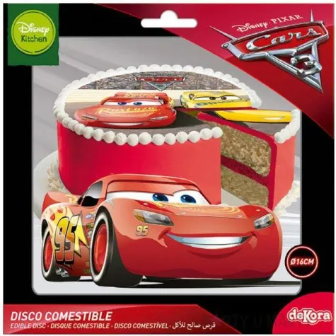 dekoracja tortu oplatek elastyczny bezglutenowy cars auta 16 cm dekora