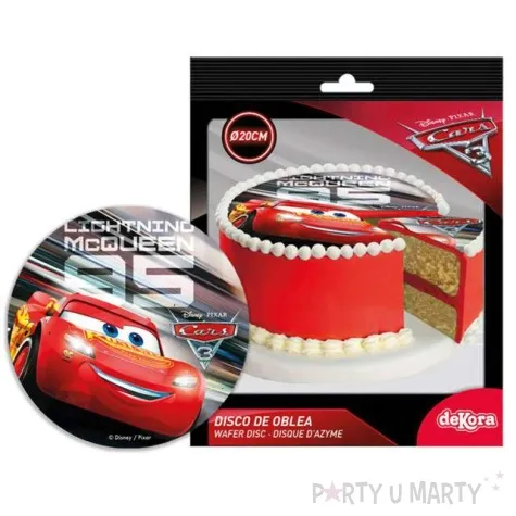 dekoracja tortu oplatek elastyczny bezglutenowy cars auta 20 cm dekora