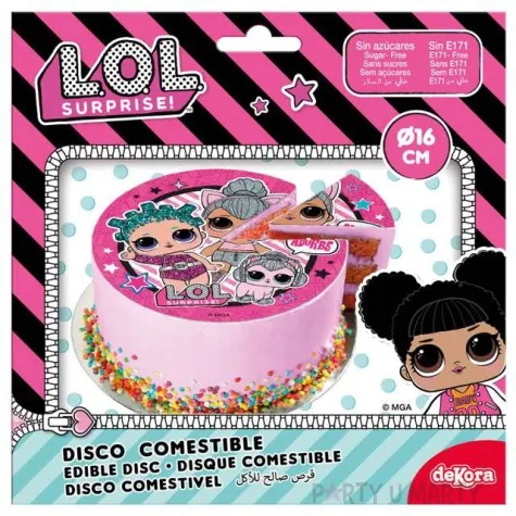 dekoracja tortu oplatek elastyczny bezglutenowy lol 16 cm dekora