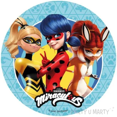 dekoracja tortu oplatek elastyczny bezglutenowy miraculous 20 cm dekora