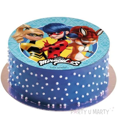 dekoracja tortu oplatek elastyczny bezglutenowy miraculous 20 cm dekora