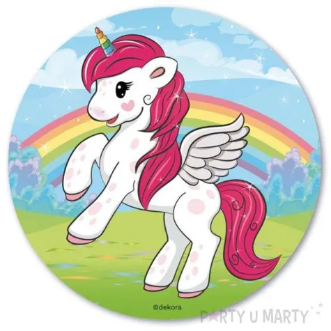 dekoracja tortu oplatek jednorozec 20 cm dekora