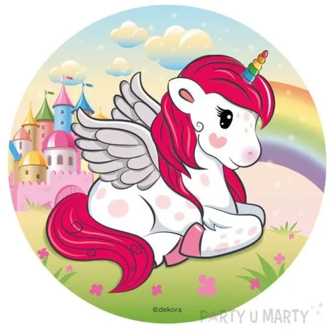 dekoracja tortu oplatek jednorozec skrzydlaty 20 cm dekora