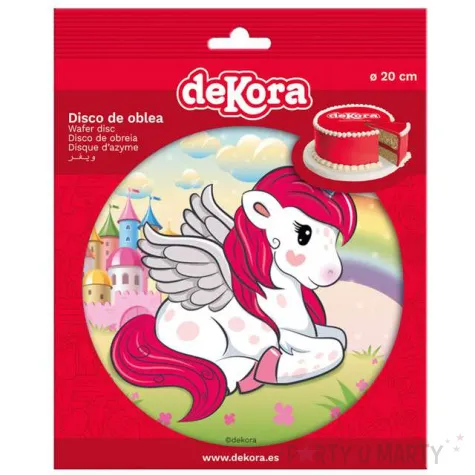 dekoracja tortu oplatek jednorozec skrzydlaty 20 cm dekora