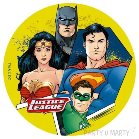 dekoracja tortu oplatek liga sprawiedliwych 16 cm dekora