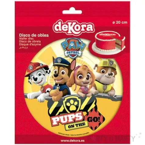 dekoracja tortu oplatek wafel paw patrol 20 cm dekora