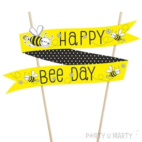 dekoracja tortu piker happy bee day pszczolka 14 cm