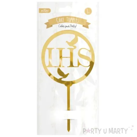 dekoracja tortu topper hostia ihs zloty partypal 19 cm