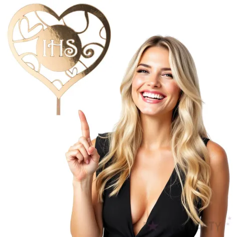 dekoracja tortu topper hostia serce zloty czakos