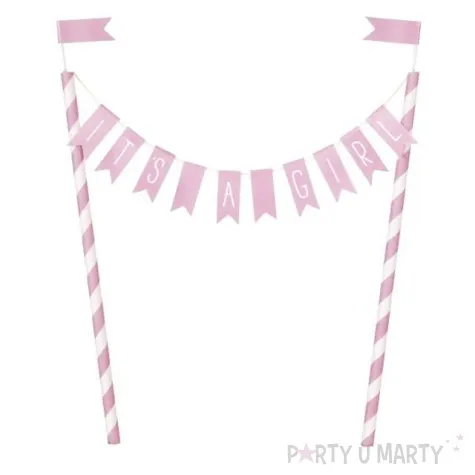 dekoracja tortu topper its a girl blekitna unique