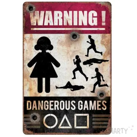 dekoracja warning dangerous games guirca 24x36 cm