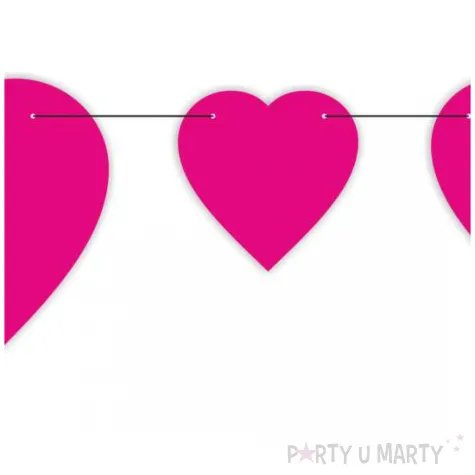 dekoracja widzaca baner girlanda serca potrojna wielkosc rozowy 2 m