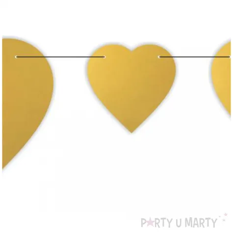 dekoracja widzaca baner girlanda serca potrojna wielkosc zloty 2 m