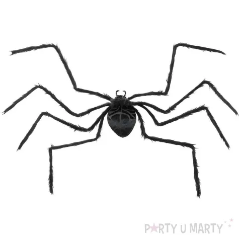 dekoracja wielki wlochaty pajak czarny partydeco 60 cm