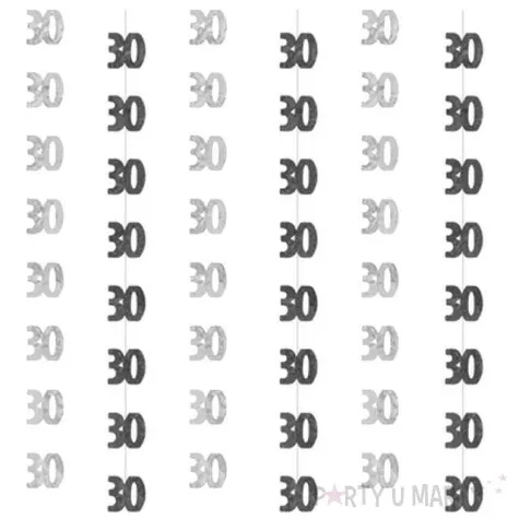 dekoracja wiszaca 30 unique czarno srebrna 6 x 1 52 m