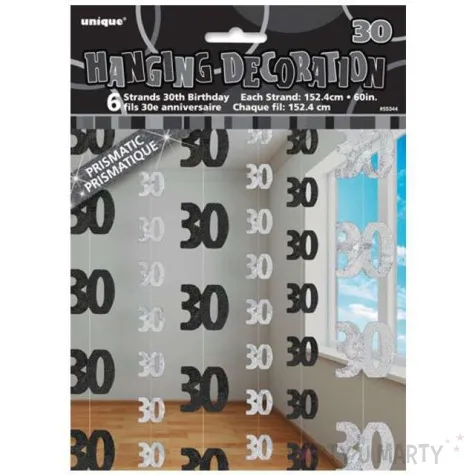 dekoracja wiszaca 30 unique czarno srebrna 6 x 1 52 m