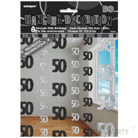 dekoracja wiszaca 50 unique czarno srebrna 6 x 1 52 m