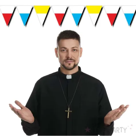 dekoracja wiszaca baner flagi koscielne boze cialo trzy kolorowe 3 6 m