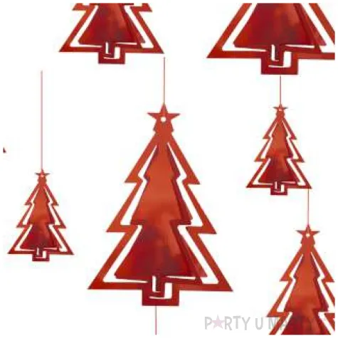 dekoracja wiszaca choinki 3d czerwone partypal 15 szt