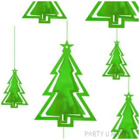 dekoracja wiszaca choinki 3d zielone partypal 15 szt