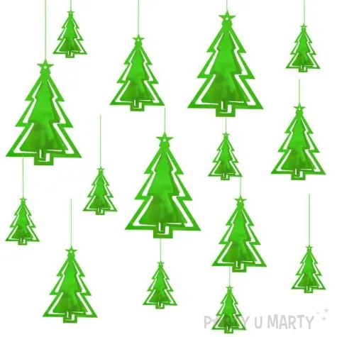 dekoracja wiszaca choinki 3d zielone partypal 15 szt