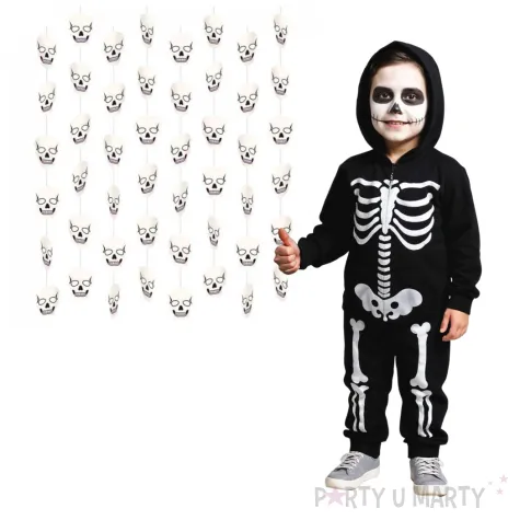 dekoracja wiszaca czaszki biala amscan 130 cm