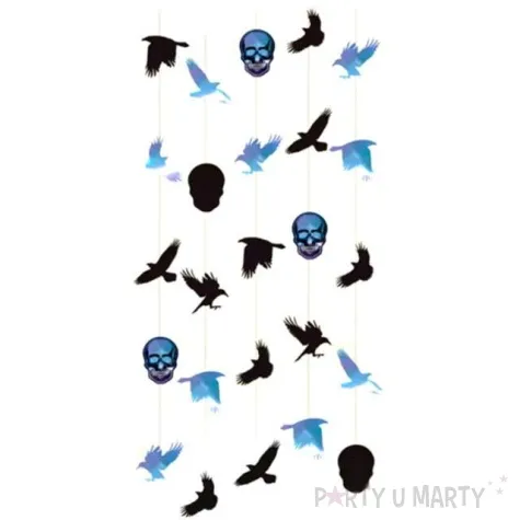 dekoracja wiszaca czaszki ptaki halloween opalizujaca amscan