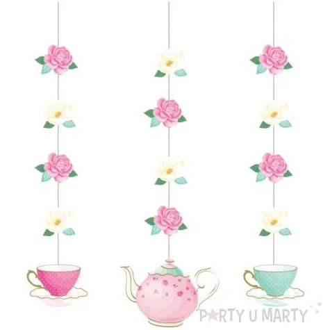 dekoracja wiszaca floral tea party rozowa godan 3 szt