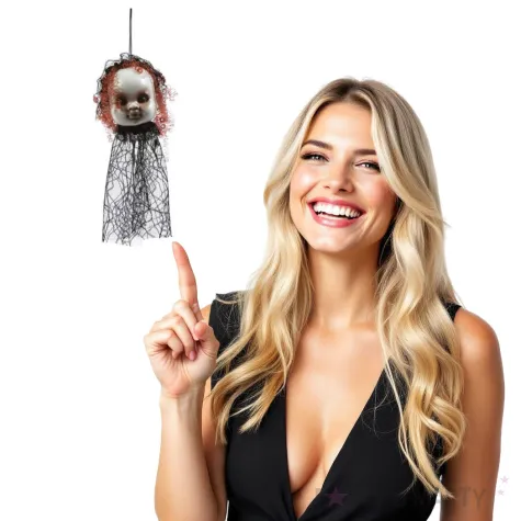 dekoracja wiszaca glowa lalki guirca