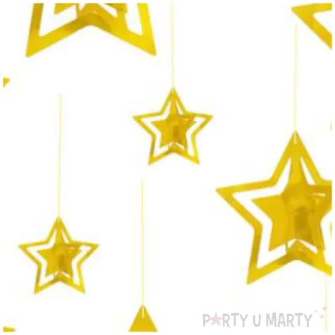 dekoracja wiszaca gwiazdki 3d zlote partypal 15 szt