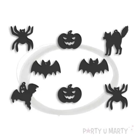 dekoracja wiszaca halloween wisiorki male czarny akryl 3 szt