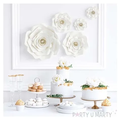 dekoracja wiszaca kwiaty jasnokremowe 3d mix partydeco 5 szt