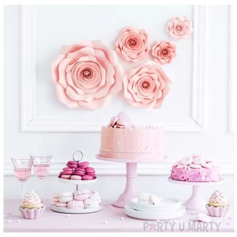 dekoracja wiszaca kwiaty jasnorozowe 3d mix partydeco 5 szt