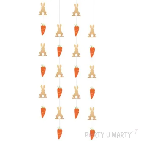 dekoracja wiszaca marchewki i zajaczki mix amscan 130 cm