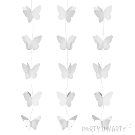 dekoracja wiszaca motylki pastelowe biale godan 200 cm