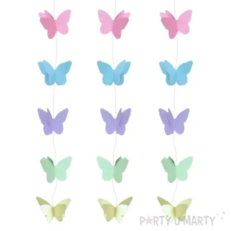 dekoracja wiszaca motylki pastelowe mix godan 200 cm