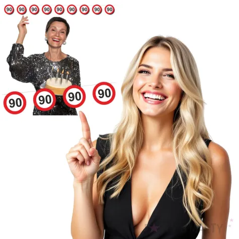 dekoracja wiszaca na 70 urodziny baner girlanda liczba 70 traffic birthday znak zakazu