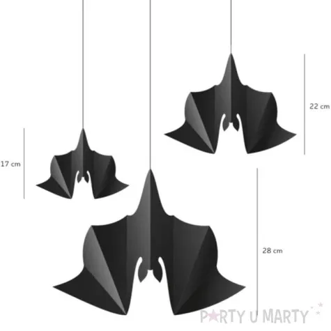 dekoracja wiszaca nietoperze czarna partypal 6szt