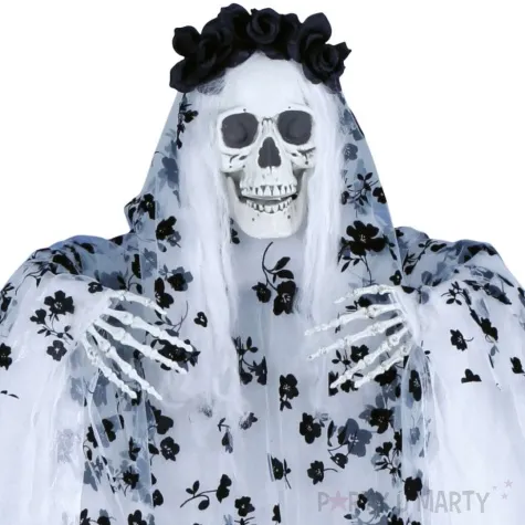 dekoracja wiszaca panna mloda szkielet bialy czarny guirca 180 cm