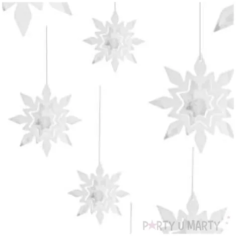 dekoracja wiszaca platki sniegu 3d partypal 14 szt