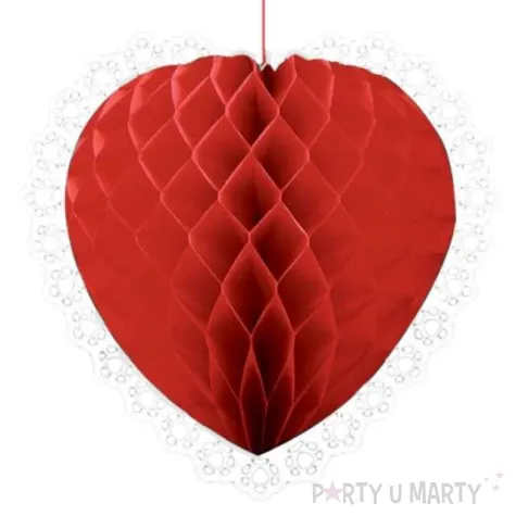 dekoracja wiszaca serce czerwone 36 cm