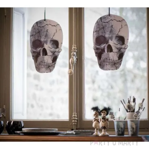 dekoracja wiszaca straszna czaszka papierowa santex 40 cm